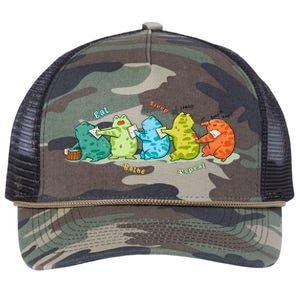 Funny Kawaii Frog Eat. Sleep. Bathe. Repeat Gift Retro Rope Trucker Hat Cap