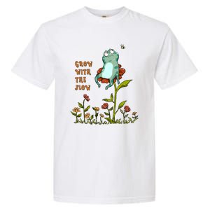 Funny Kawaii Frog Grow With The Flow Gift Garment-Dyed Heavyweight T-Shirt