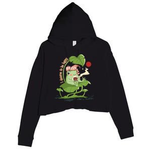 Funny Kawaii Frog I Deserve To Be Happy Gift Crop Fleece Hoodie