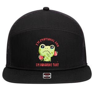 Kawaii Strawberry Frog - Cute Retro Japanese Aesthetic Gift 7 Panel Mesh Trucker Snapback Hat