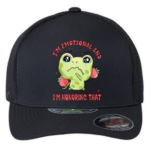 Kawaii Strawberry Frog - Cute Retro Japanese Aesthetic Gift Flexfit Unipanel Trucker Cap