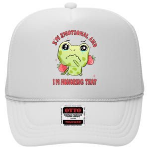 Kawaii Strawberry Frog - Cute Retro Japanese Aesthetic Gift High Crown Mesh Back Trucker Hat