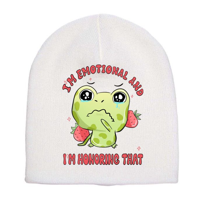 Kawaii Strawberry Frog - Cute Retro Japanese Aesthetic Gift Short Acrylic Beanie