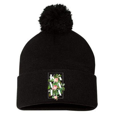 Floral Kamala Pom Pom 12in Knit Beanie