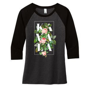 Floral Kamala Women's Tri-Blend 3/4-Sleeve Raglan Shirt