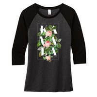 Floral Kamala Women's Tri-Blend 3/4-Sleeve Raglan Shirt