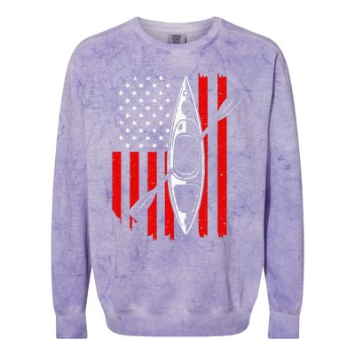 Funny Kayaking Gift For  Cool American Flag Kayak Colorblast Crewneck Sweatshirt