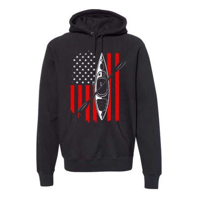 Funny Kayaking Gift For  Cool American Flag Kayak Premium Hoodie