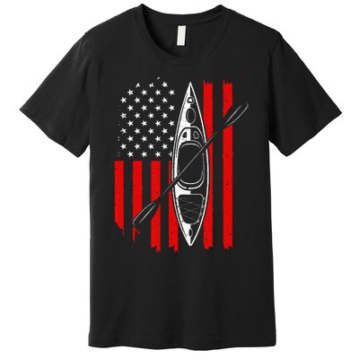 Funny Kayaking Gift For  Cool American Flag Kayak Premium T-Shirt