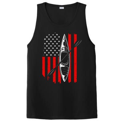 Funny Kayaking Gift For  Cool American Flag Kayak PosiCharge Competitor Tank