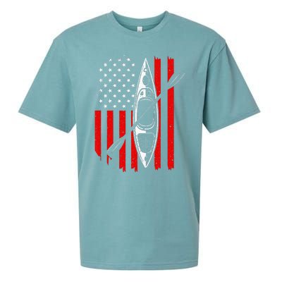 Funny Kayaking Gift For  Cool American Flag Kayak Sueded Cloud Jersey T-Shirt