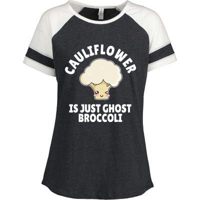 Funny Kawaii Ghost Broccoli And Cauliflower Cute Gift Enza Ladies Jersey Colorblock Tee