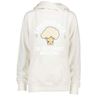 Funny Kawaii Ghost Broccoli And Cauliflower Cute Gift Womens Funnel Neck Pullover Hood