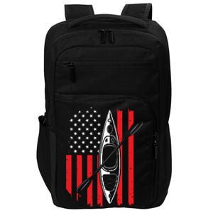 Funny Kayaking Gift For Cool American Flag Kayak Impact Tech Backpack