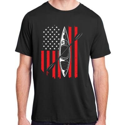 Funny Kayaking Gift For Cool American Flag Kayak Adult ChromaSoft Performance T-Shirt