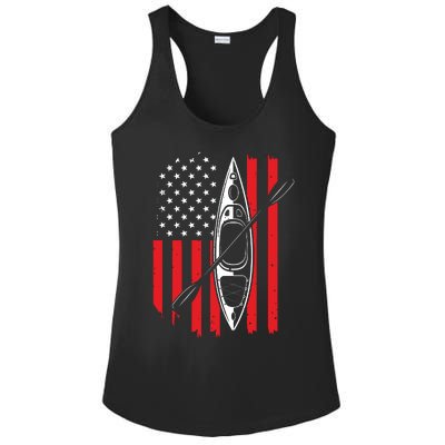 Funny Kayaking Gift For Cool American Flag Kayak Ladies PosiCharge Competitor Racerback Tank