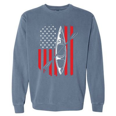 Funny Kayaking Gift For Cool American Flag Kayak Garment-Dyed Sweatshirt