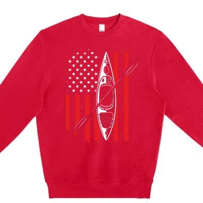 Funny Kayaking Gift For Cool American Flag Kayak Premium Crewneck Sweatshirt