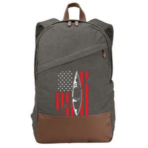 Funny Kayaking Gift For Cool American Flag Kayak Cotton Canvas Backpack