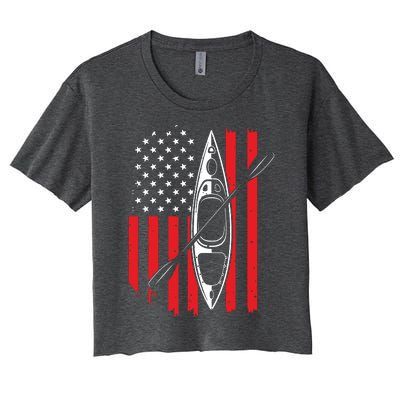 Funny Kayaking Gift For Cool American Flag Kayak Women's Crop Top Tee