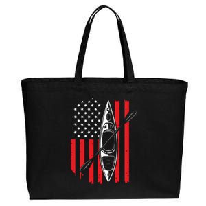 Funny Kayaking Gift For Cool American Flag Kayak Cotton Canvas Jumbo Tote