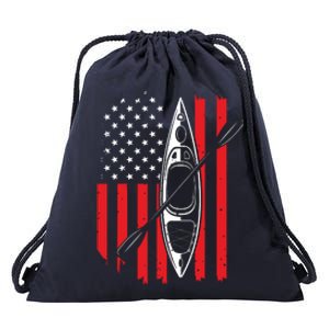 Funny Kayaking Gift For Cool American Flag Kayak Drawstring Bag