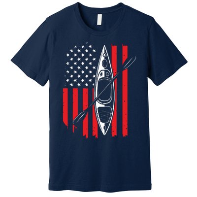 Funny Kayaking Gift For Cool American Flag Kayak Premium T-Shirt