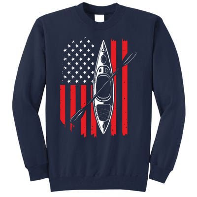 Funny Kayaking Gift For Cool American Flag Kayak Tall Sweatshirt