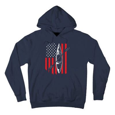 Funny Kayaking Gift For Cool American Flag Kayak Tall Hoodie