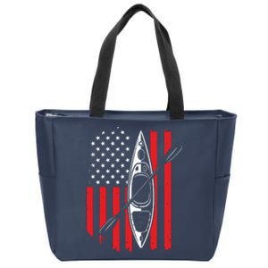 Funny Kayaking Gift For Cool American Flag Kayak Zip Tote Bag