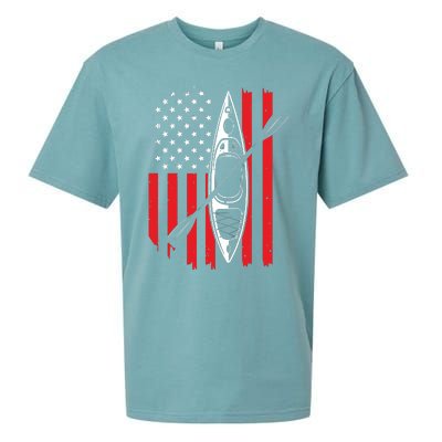 Funny Kayaking Gift For Cool American Flag Kayak Sueded Cloud Jersey T-Shirt