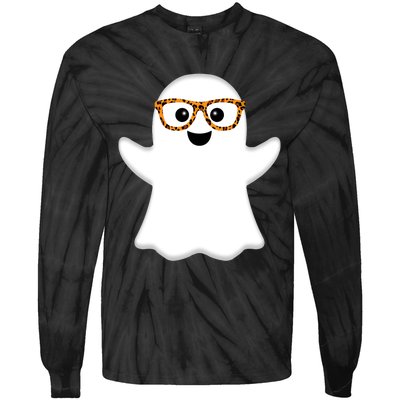 Funny Kids Ghost Halloween Costume Leopard Print Sunglasses Tie-Dye Long Sleeve Shirt