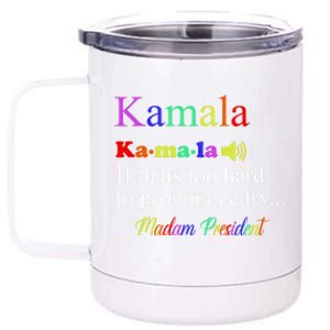 Funny Kamala Harris 2024 Madam President Harris 12 oz Stainless Steel Tumbler Cup