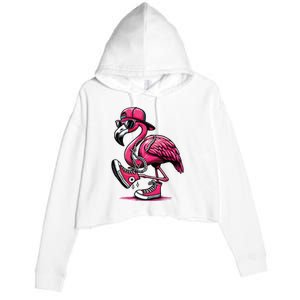 Flamingo Kamala Harris For President 47th Retro Crop Fleece Hoodie