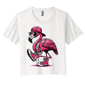 Flamingo Kamala Harris For President 47th Retro Women's Crop Top Tee