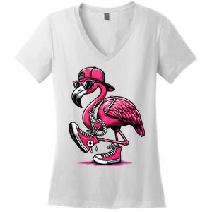 Flamingo Kamala Harris For President 47th Retro Women's V-Neck T-Shirt