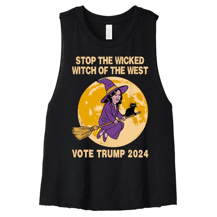 Funny Kamala Harris Stop The Wicked Witch Of The West Women's Racerback Cropped Tank