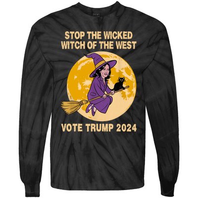 Funny Kamala Harris Stop The Wicked Witch Of The West Tie-Dye Long Sleeve Shirt