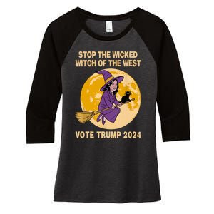 Funny Kamala Harris Stop The Wicked Witch Of The West Women's Tri-Blend 3/4-Sleeve Raglan Shirt