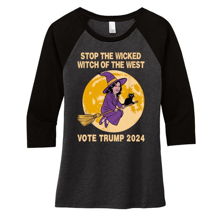 Funny Kamala Harris Stop The Wicked Witch Of The West Women's Tri-Blend 3/4-Sleeve Raglan Shirt