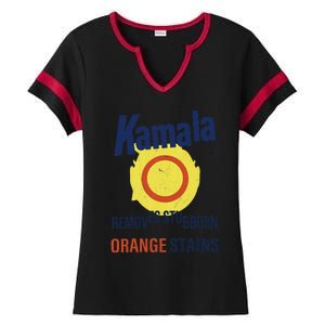 Funny Kamala Harris 2024 Removes Stubborn Orange Stains Ladies Halftime Notch Neck Tee