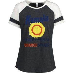 Funny Kamala Harris 2024 Removes Stubborn Orange Stains Enza Ladies Jersey Colorblock Tee