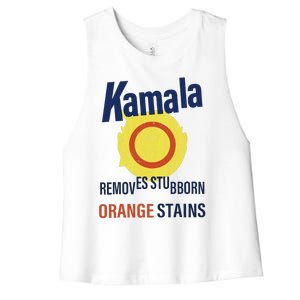 Funny Kamala Harris 2024 Removes Stubborn Orange Stains Women's Racerback Cropped Tank