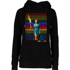 Femininomenon Kamala Harris 2024 Womens Funnel Neck Pullover Hood