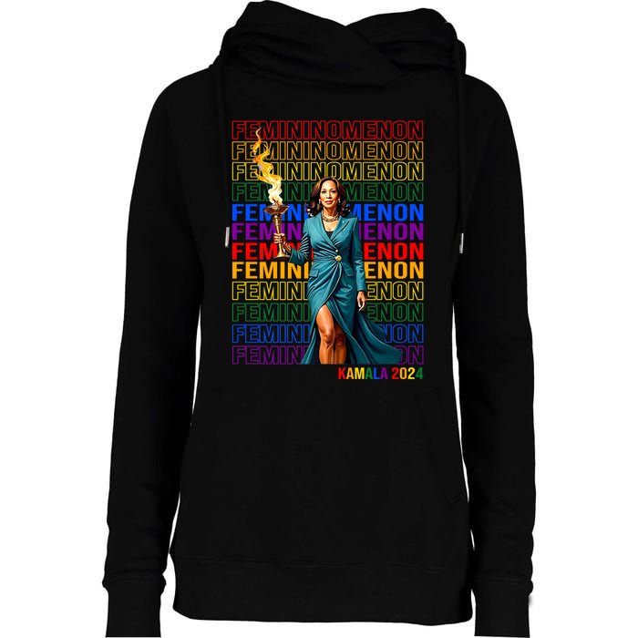 Femininomenon Kamala Harris 2024 Womens Funnel Neck Pullover Hood