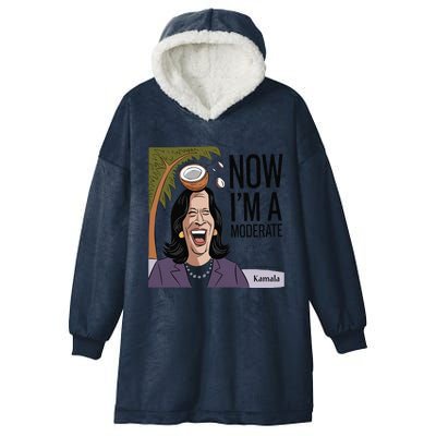 Funny Kamala Harris Now Moderate After Coconut Fell On Head Hooded Wearable Blanket