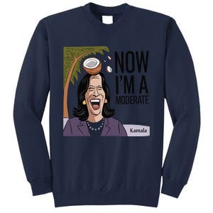 Funny Kamala Harris Now Moderate After Coconut Fell On Head Tall Sweatshirt