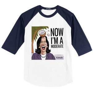 Funny Kamala Harris Now Moderate After Coconut Fell On Head Baseball Sleeve Shirt