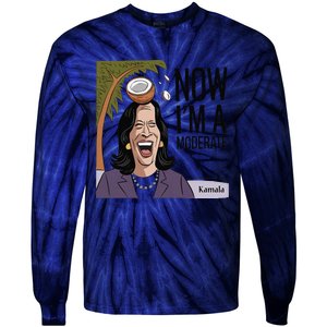 Funny Kamala Harris Now Moderate After Coconut Fell On Head Tie-Dye Long Sleeve Shirt