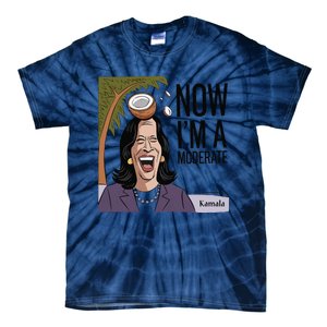 Funny Kamala Harris Now Moderate After Coconut Fell On Head Tie-Dye T-Shirt